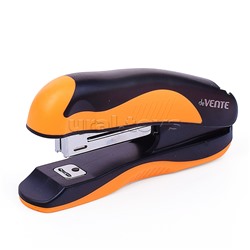 Степлер "MonoChrome" № 10 (мощность 12 листов, глубина скрепления 45 мм) пластиковый с каучуковой вставкой, в картонной коробке, черный с неоновым оранжевым