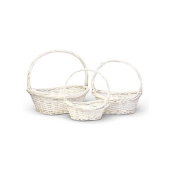 Корзина плетёная для хранения Folia, с ручкой, белая, набор 3 шт.