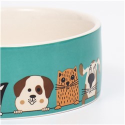 Миска керамическая «Кошки-собаки» 250 мл - 11.5×11.5×5 см, голубая/белая