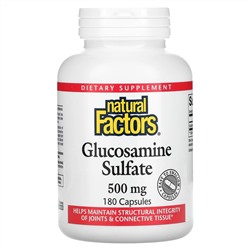 Natural Factors, Сульфат глюкозамина, 500 мг, 180 капсул