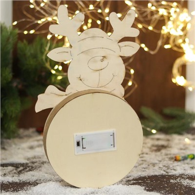 Светильник новогодний «Олень в шарфике и пожеланием» 16.5×30 см