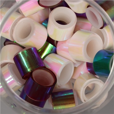 Клейкая лента пластик в банке «Перл. Белый и фиолет», набор 40 шт., 1.2 см, дл.0.9 м, 7×7×9 см