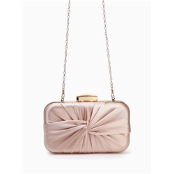 Сумка-клатч женская вечерняя на фермуаре, жёсткий корпус, на золотистой цепочке, бежевая