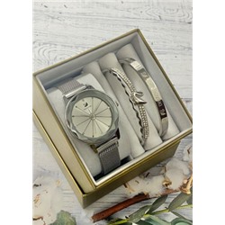 Подарочный набор для женщин часы, 2 браслета + коробка #22853280