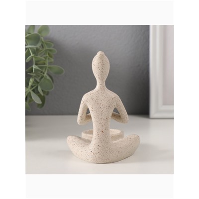 Подсвечник на 1 свечу «Девушка. Приветствие», полистоун, белый в крапинку, 8.5×8.8×11.7 см