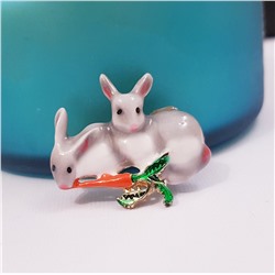 Брошка зайчики, цвет серо-белый, 856066, арт.748.242