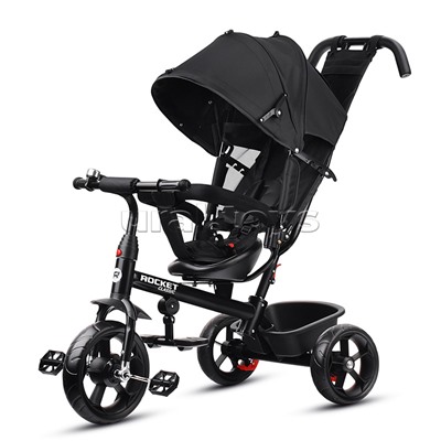 Велосипед трехколесный Rocket 136-BK, колеса EVA 10"/8", цвет черный