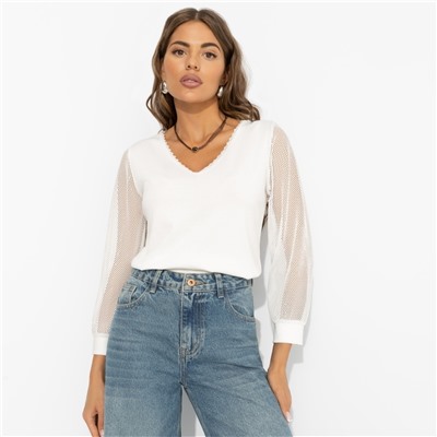 Блуза комбинированная, Попала в сказку (lactic)