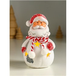 Фигурка светящаяся «Дед Мороз в шубке с помпонами», керамика, 7.5×6.5×12.5 см