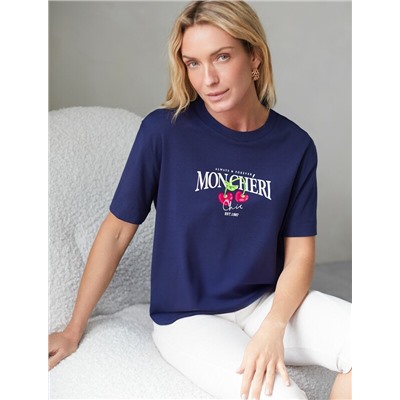 Футболка с принтом свободная эластичная из премиального хлопка