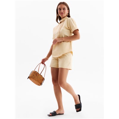 Костюм женский (рубашка, шорты) MINAKU: Enjoy, бежевый, размер 44