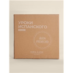 Тарелка для пиццы SL Home «Уроки испанского: Buen provecho», d=30 см, фарфор, розовая