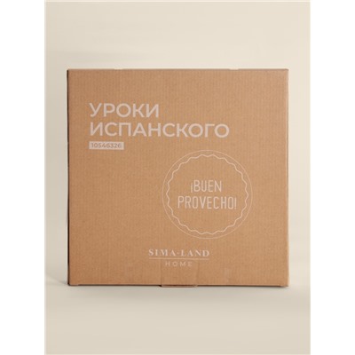 Тарелка для пиццы SL Home «Уроки испанского: Buen provecho», d=30 см, фарфор, розовая