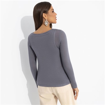 Лонгслив со съемным топом, Улетаю в космос (серый) 2 в 1