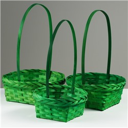 Корзина плетёная для хранения Fibra, бамбук, зелёная, набор 3 шт.