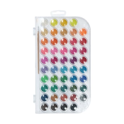 Краски акварельные 48 цветов, круглые, диаметр кюветы 23 мм, с кистью, пластиковый пенал, CALLIGRATA TOP