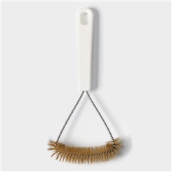 Щётка для чистки посуды и решёток-гриль Raccoon, металлическая щетина, 23.5×11 см, белая