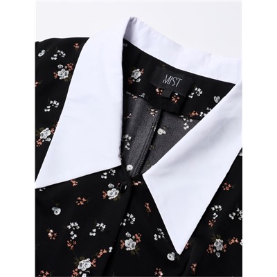 Платье мини женское с воротником MIST, размер 48, чёрное