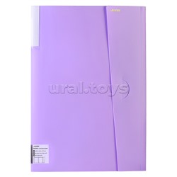 Папка с 40 вкладышами A3 "Pastel" A3 (320x435x25 мм) 500 мкм, фактура "песок" с клапаном, вкладыши 30 мкм, индивидуальная маркировка, непрозрачная сиреневая