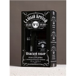 Набор "Самый крутой", гель для душа во флаконе виски и шариковая ручка
