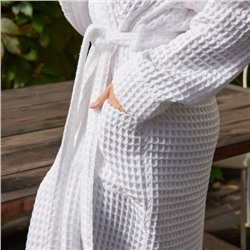 Халат вафельный женский удлинённый Этель «Boho» размер 42-44, цвет белый, 100% хлопок, 290 г/м²