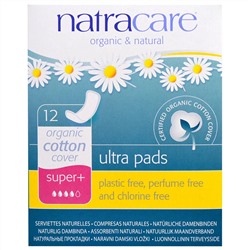 Natracare, ультра-прокладки, с органическим хлопковым покрытием, размер Super+, 12 прокладок