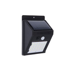 Садовый светильник, уличный, на солнечной батарее с датчиком движения, накладной, 30 LED, свечение белое