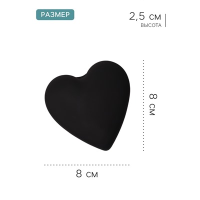 Расчёска массажная «Сердце», складная, с зеркалом, 8×2.5 см, матовая, чёрная