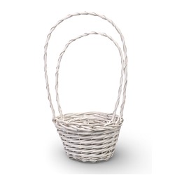Корзина плетёная для хранения, лоза, белая, набор 2 шт.