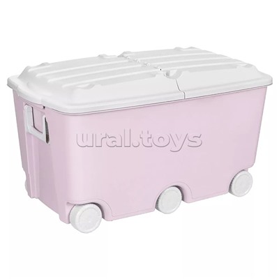 Ящик для игрушек на колесах 66,5л, 685х395х385мм (Розовый)