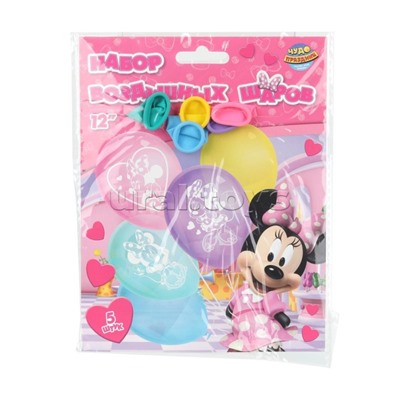 Латексные шары - набор 5 шт. "Микки маус" монохром