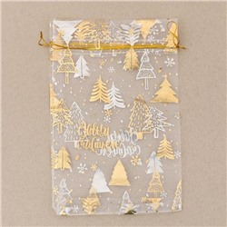 Мешочек подарочный новогодний органза «С Новым счастьем!», 16×24 см ± 1.5 см