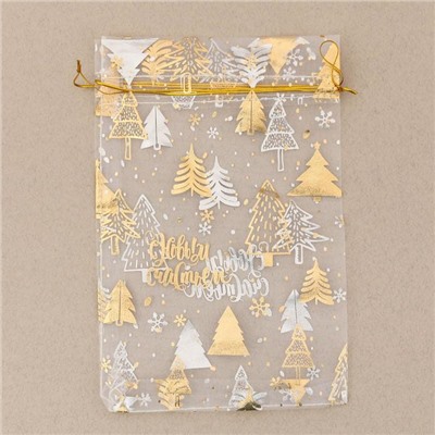 Мешочек подарочный новогодний органза «С Новым счастьем!», 20×30 см ± 1.5 см