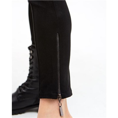 Брюки женские с декоративной молнией MINAKU: Casual Collection, чёрные, размер 42