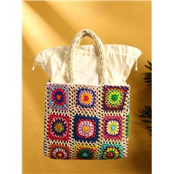 Сумка плетёная из пандана, 30×10×50 см, разноцветная