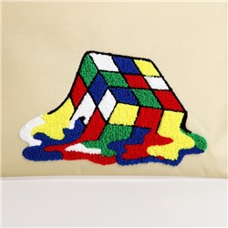 Шопер текстильный с вышивкой «Кубик» , 40×35 см, бежевый