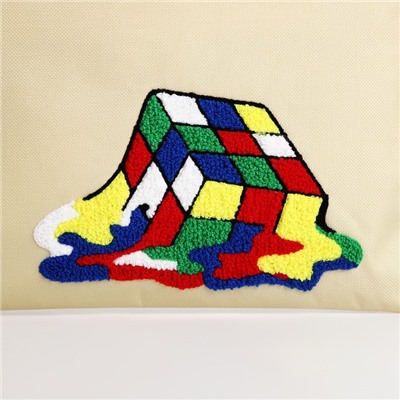 Шопер текстильный с вышивкой «Кубик» , 40×35 см, бежевый