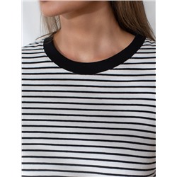 Свободная футболка в полоску из премиального хлопка с эластаном