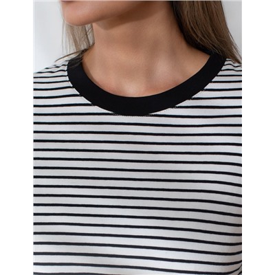Свободная футболка в полоску из премиального хлопка с эластаном