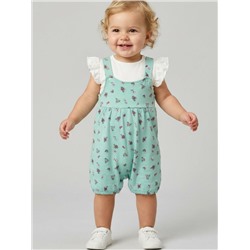 Комплект детский трикотажный для девочек: джемпер (футболка), полукомбинезон