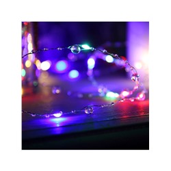 Гирлянда «Нить» 5 м роса с насадками «Сияние», IP20, нить серебристая, 50 LED, батарейки AAx3 (не в комплекте), свечение RGB