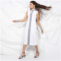 Платье-футляр с блестящим декором, Поцелуй удачи (white, с манжетами)