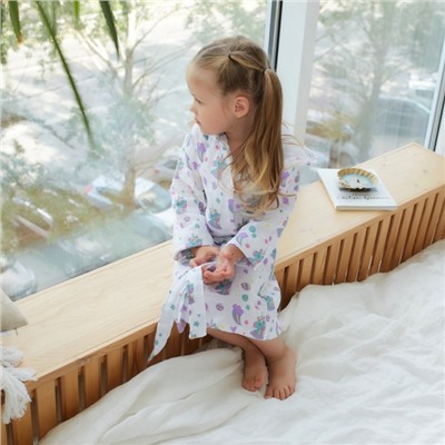 Халат детский муслиновый LoveLife «Единороги» (3 года, рост 98-104 см) 100% хлопок, 235 г/м²