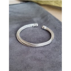 Браслет женский на руку, жесткий металический, покрытие посеребрение, №016035, арт. 001.335