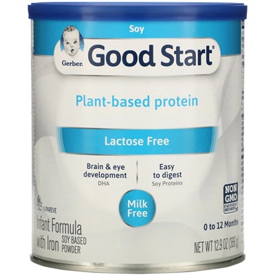 Gerber, Good Start, порошок для детской смеси на основе сои с железом, без лактозы, от 0 до 12 месяцев, 366 г (12,9 унций)