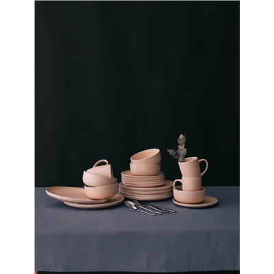 Тарелка Доляна «Кремовое облако», d=27 см, керамика, персиковая