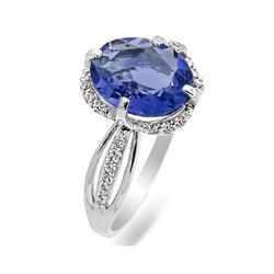 Кольцо из серебра танзанит выращ., СПН4-1-225