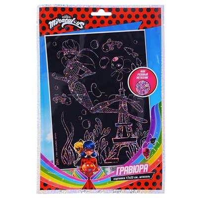 Аппликация Гравюра "Леди Баг и Супер-Кот" аква