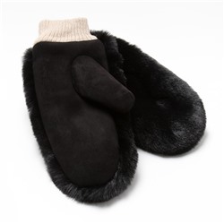 Варежки женские меховые MINAKU объемные, размер 23 см, чёрные