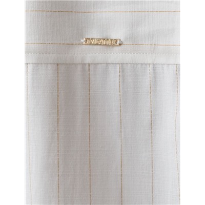 Блузка свободного силуэта в тонкую полоску из хлопка с добавлением льна